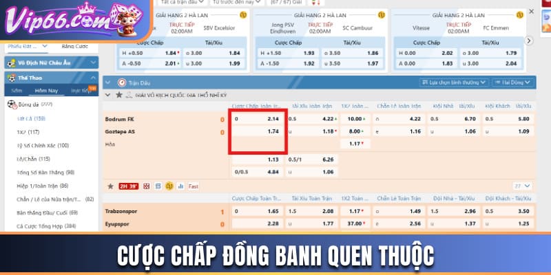 Cược chấp đồng banh quen thuộc