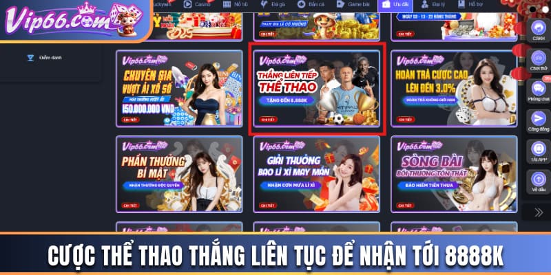 Cược thể thao thắng liên tục để nhận tới 8888K