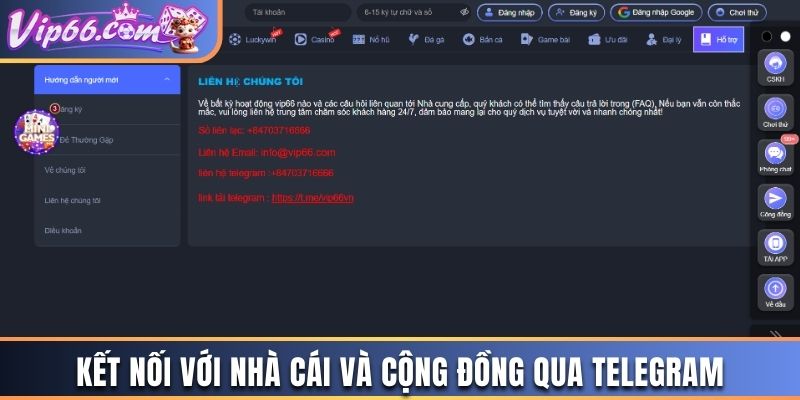 Kết nối với nhà cái và cộng đồng qua Telegram