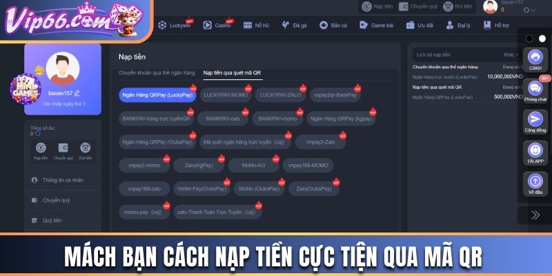 Mách bạn cách nạp tiền cực tiện qua mã QR 